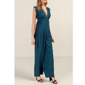 Francesca’s Dark Teal Jumpsuit with Lace Detail